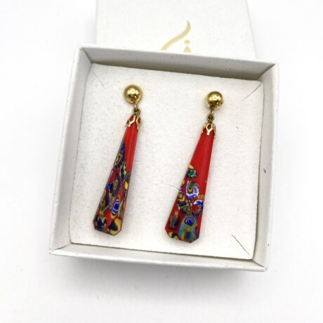 Boucles d’oreilles verre rouge 30s_02