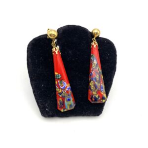 Boucles d'oreilles verre rouge 30s