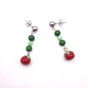 Boucles d'oreilles pomme rouge