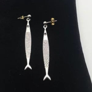 Boucles d'oreilles anchois argenté