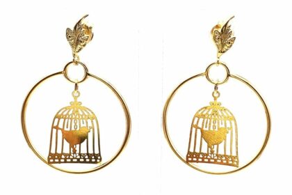 Boucles d'oreilles oiseau en cage