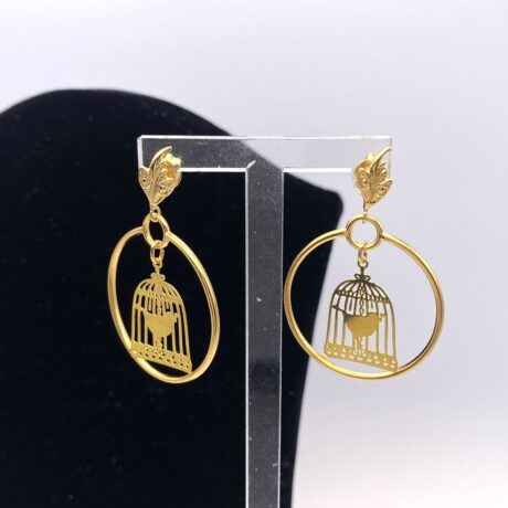 Boucles d'oreilles cage oiseau