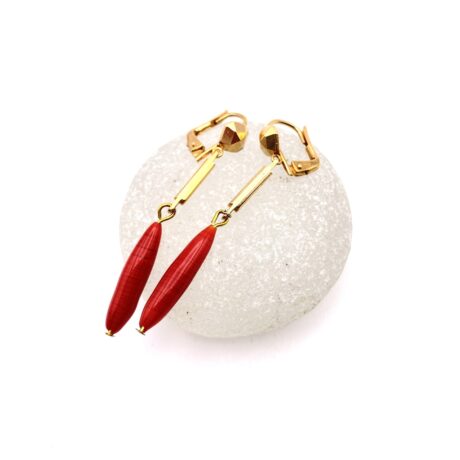 Boucles d'oreilles art déco rouge