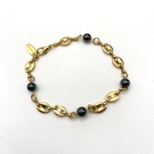 Bracelet grain de café avec petites perles noires