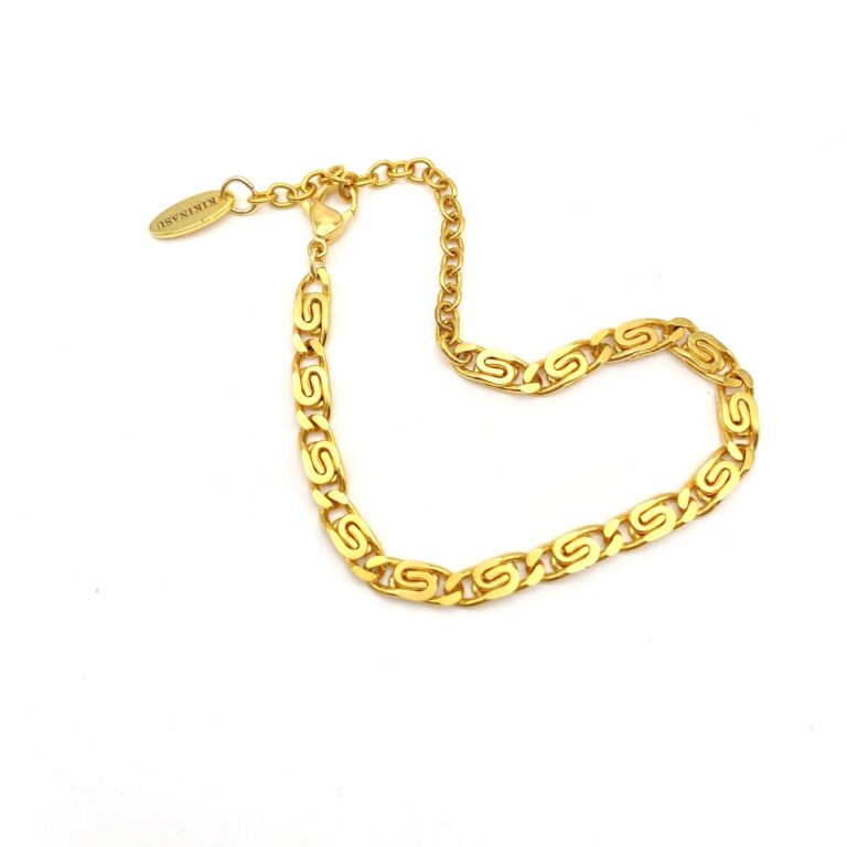 Bracelet Maille Vintage Plaqué Or - Alternance Petite Et Grande Maille - Occasion