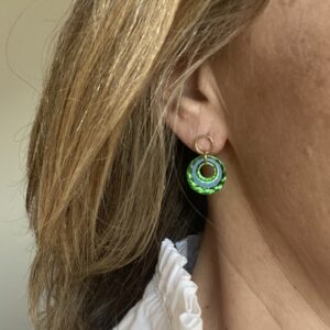 Boucles d'oreilles créole pendante verte