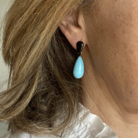 Boucles d'oreilles goutte bleu