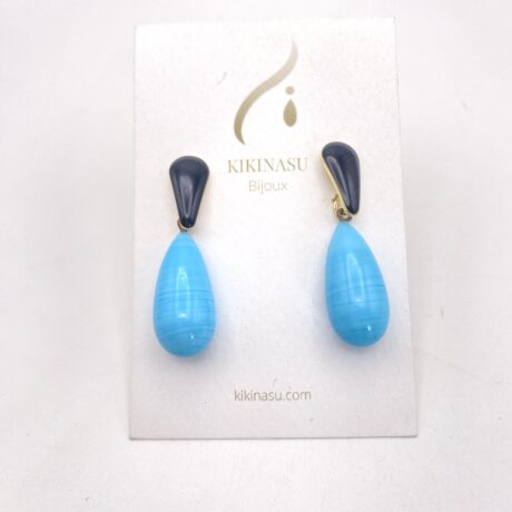 Boucles d’oreilles goutte bleu _07