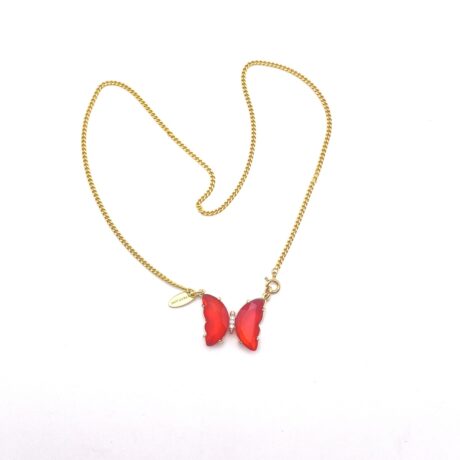 Collier papillon rouge