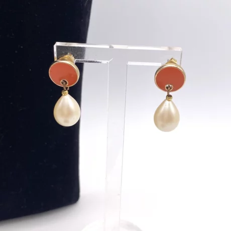 Boucles d’oreilles coloré avec perle goutte pendante_10