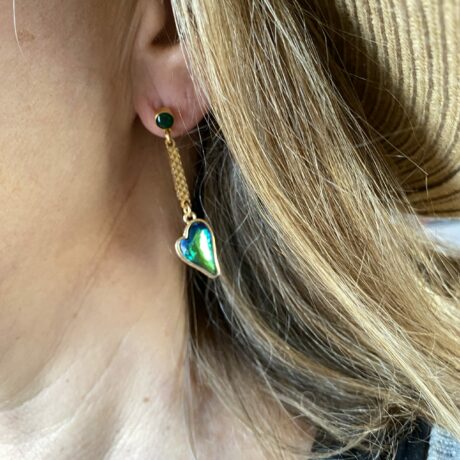 Boucles d’oreilles pendantes coeur vert_05