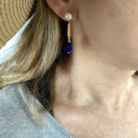 Boucles d’oreilles perle et goutte bleu_07
