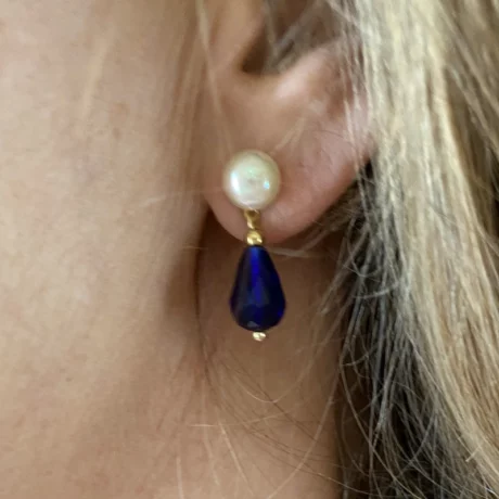 Boucles d’oreilles perle et goutte bleu_11