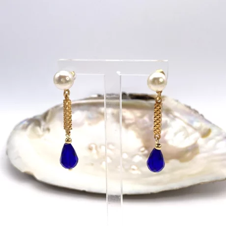 Boucles d’oreilles perle et goutte bleu_15