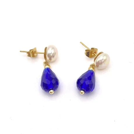 Boucles d’oreilles perle et goutte bleu_18