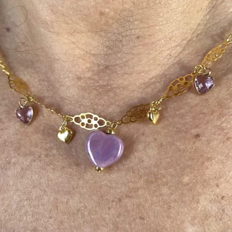 Collier coeur violet