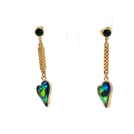 boucles d’oreilles coeur vert pendant6
