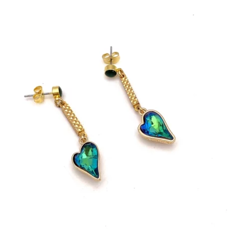 boucles d’oreilles coeur vert pendant7