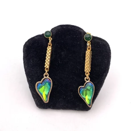 boucles d’oreilles coeur vert pendant9