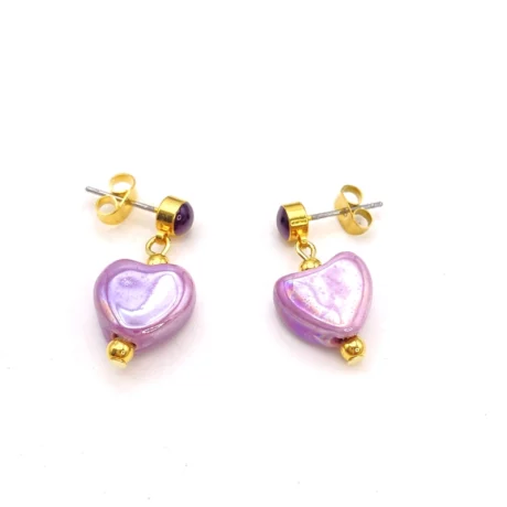 Boucles d’oreilles pendantes coeur mauve_06