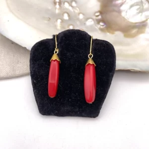 Dormeuses pendantes rouge