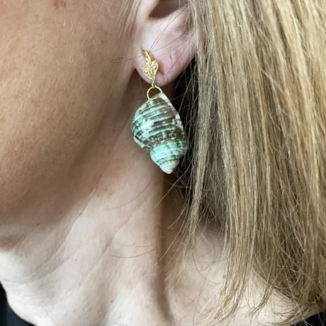 Boucles d’oreilles escargote de mer vert