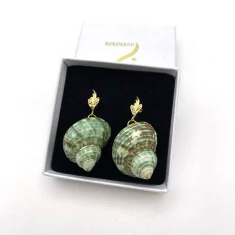 boucle oreille escargot mer vert1