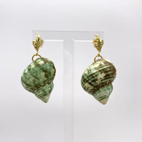 boucle oreille escargot mer vert2