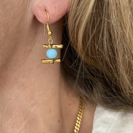boucle oreille corail bleu turquoise