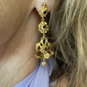Boucles d'oreille vermeil et jais
