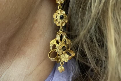 Boucles d'oreille vermeil et jais