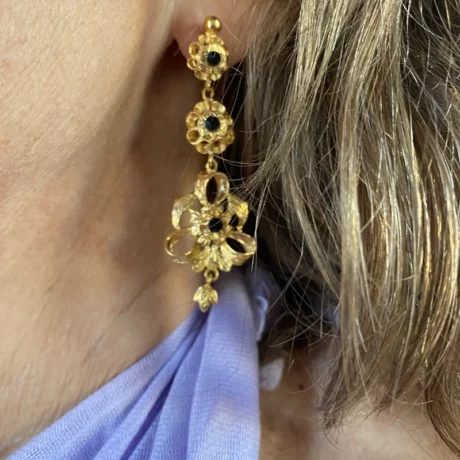 Boucles d’oreille vermeil et jais