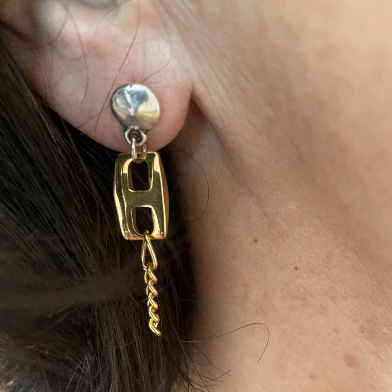 Boucles d’oreilles upcyclées or et argent