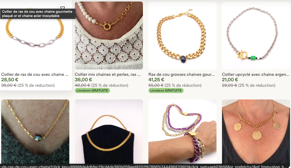 Collier chaine upcyclés